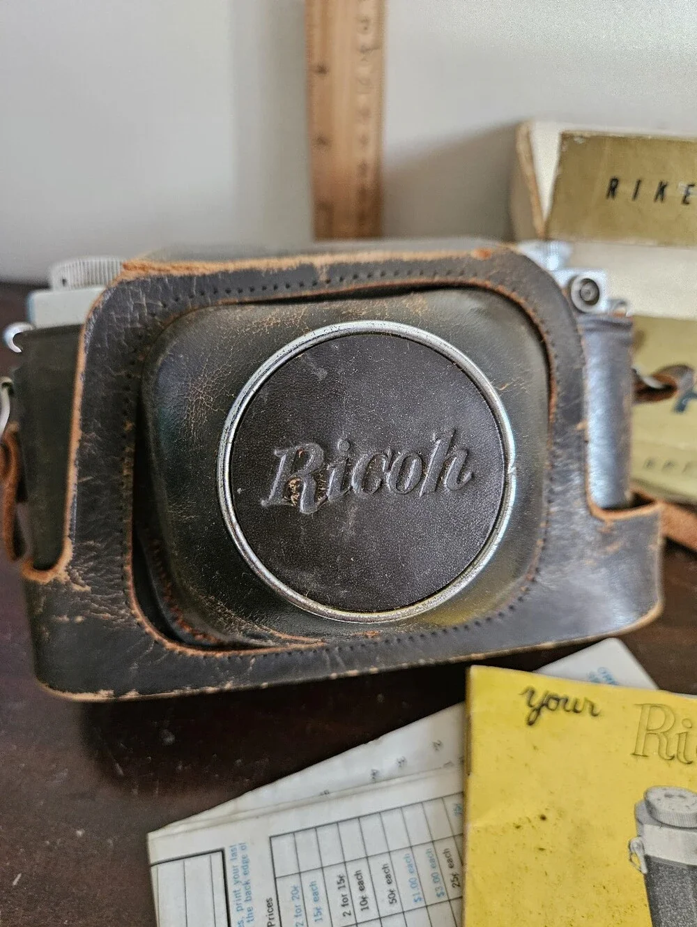 Vtg 1957 Ricoh 500 Rangefinder 35mm Camera Set W/ Original Box & Manual AS-IS